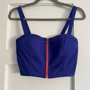 Deep Purple And PINK NEON Strappy Zip-Front Bustier Top